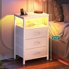 Huuger Night Stand Charger Station And Led Lights 3 Drawer Nightstand Bed Side