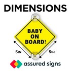 Baby On Board Sign 5 x5  Bright Yellow Durable Suction Cups