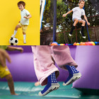 Kids Grip Athletic Socks 4 Pairs Soccer Anti Slip Sports Socks For 8-12 Years