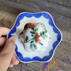 Antique Ladies Inkwell Victorian Porcelain Floral Inkwell With Attached Dish