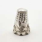 Taxco Mexico Sterling Silver Dots Scalloped Scroll Thimble Seamstress Vintage