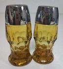 Vintage Anchor Hocking Gold Amber Glass Salt   Pepper Shakers Set 1970s
