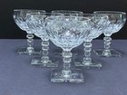 6 Hawkes York Champagne Tall Sherbet Glass  Antique Crystal Square Base Signed 