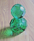 Vintage Heavy Green Cut Glass Art Deco Style Parfume Bottle 5  X 3 1 2 