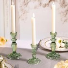 Green Candlestick Holders Set Of 6  Glass Taper Candle Holders Green
