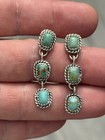 Sterling Silver Native American Sw Turquoise Drop Dangle Post Stud Earrings  925