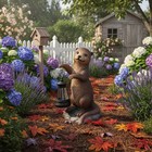 Resin Otter Garden Lamp Weather Resistant Outdoor Decoration For Yard  Pondside