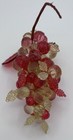Vintage Acrylic Lucite Faceted Grape Cluster W  Leaves Yellow   Pink