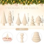 6 Pcs Vintage Wooden Christmas Tree Figurine Farmhouse Handmade Christmas Tab