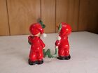Vintage 1956 Napco Ceramic Christmas Noel Elves Pixies Salt Pepper Shakers
