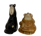 Ceramic Cats Black   Orange Salt   Pepper Shakers By Russ Berrie By Douglas