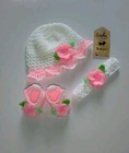 3 Months Infant Newborn Baby Girl Wool Frock Dress Crochet Knit Costume Pant Set