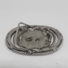 Masonic Freemason Square   Compasses Oval Belt Buckle  Silver Tone
