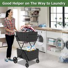Extra Jumbo Shopping Cart Foldable Utility Cart W double Baskets   Swivel Wheels
