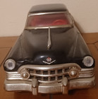 Vintage 1950 Cadillac 2 Door Sedan Black Tin Friction Toy Model Car 11  Works