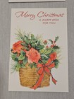 Merry Christmas Vintage Greeting Card - Hallmark Crown Unused Floral Theme