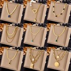 Gold Stainless Steel Jewelry Set With Pearl   Crystal Necklace Bracelet Earrings