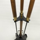 Mid Century Seymour Fireplace Tools 3 Piece Set Wood Handles With Base C-1-2
