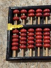 Rare Vintage Chinese Abacus Wood   Brass 13 Rows 91 Red Beads Lotus-flower Brand
