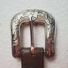 Vtg 3d Belt Co Brown Leather Western Ranger Belt Silver Buckle Set 300 Usa Sz 32