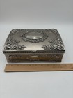 Vintage Godinger Silver Plated Jewelry Box Rose Floral Design Red Velvet Lining