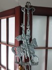 Vintage old Byzantine Hanging Bronze Cross With Verdigris St  George To The Top