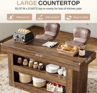 55-inch Kitchen Island With Storage  3-tier Farmhouse Stationary Island Table