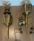 Lot Of 3- Large Brass Carriage Lantern Lamp With An Eagle On Top - 28  Tall
