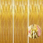 Birthday Party Decorations  3 Pack 3 3 X 9 9 Ft Foil Fringe Curtains Party Gold