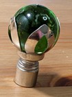 Vintage Green Glass Ball   2 Tiered Design Threaded Lamp Finials