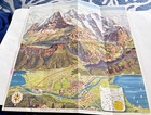 Vintage Jungfrau Region Switzerland Panorama Map Wengernalp Jungfraubahn Railway