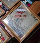 Ser Of 3 Miller High Life Beer Diamond Wildlife Series   Lite Mirror Tip-up Sly