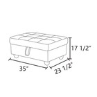 Modern 35 Inch Storage Ottoman With Tufted Faux Leather Top  Rectangular Foot   