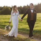 Long Sleeves Mermaid White Wedding Dresses V-neck Backless Boho Bridal Gowns