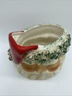 Vintage Mcm Relpo Christmas Santa Claus Head Vase Planter With Spaghetti Trim