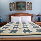 Vtg Green Star Quilt Full 62x82 Patchwork Farmhouse Traditional Cotton Bedding
