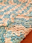 Handmade Crochet Afghan Throw Blanket Thick Yarn Blues  Beige  White 60x36    Soft