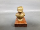 Vtg 3 x3  Solid Cast Bronze Tropical Bird Toucan Sculpture On Wood Base