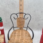 Lot Of 4 Mini Chairs Doll Size Ladder Back  Wicker  Metal Dollhouse Furniture