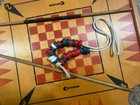 Vintage Carrom 2-sided Game Board Table Including Vintage Pcs  26x26