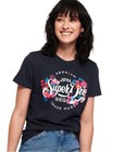 Superdry Women s Premium Script Floral Entry Navy Marl Fashion T-shirt
