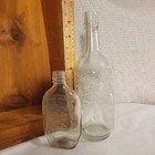 Vintage Embossed Old Quaker   Clear Glass Liquor Whiskey Bottles Set Of 2