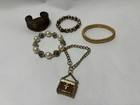 Vintage Estate Costume Jewelry Lot 5 Pc Gold Silver Tone Cuff Mesh Purse Bangle