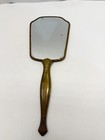 Vintage Brass Handheld Vanity Mirror Beveled Glass Gold Floral Lace Boudoir 13 