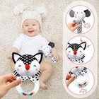 High Contrast Black   White Plush Baby Rattle Toy For Newborns 0-3  Months Best