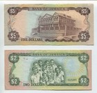 Lot Of 2 Jamaica Bank Of Jamaica  2  5 Banknotes Wc208 1
