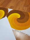 Awesome Rare Vintage Mid Century Retro 70s Yel Tan Brn Swirl Spheres Long Fabric