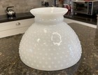 Vintage White Milk Glass Hobnail Hurricane Lamp Shade 7 7 8  Fitter  5 1 2  Tall