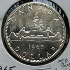 1965 Canada Silver  1 One Dollar Km  64 1 Brilliant Med Beads Pointed 5 Au