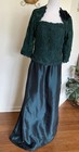 Women   s Evening  Maxi Dress  In Green Floral Lace And Bolero 